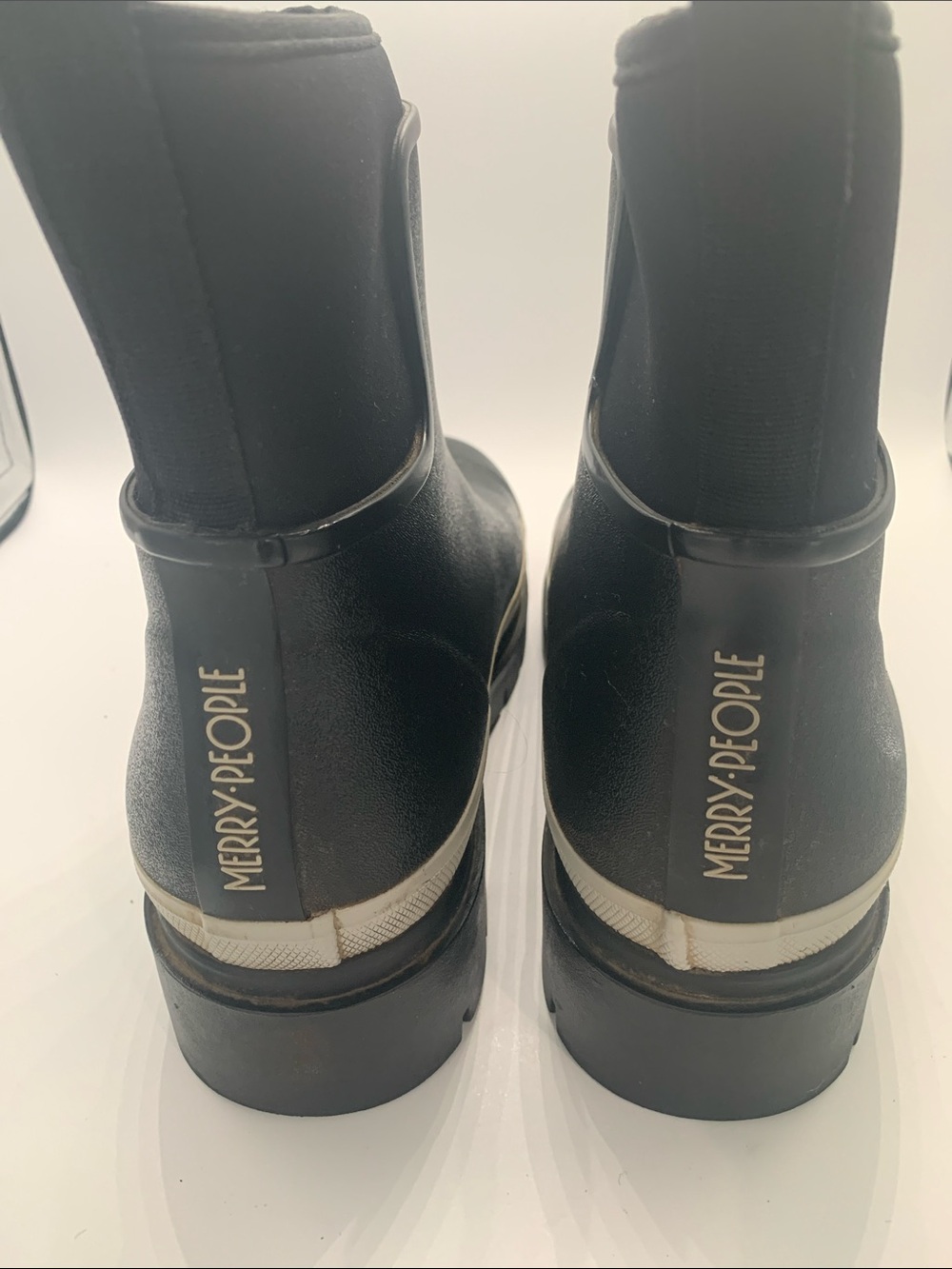 Merry People black waterproof Chelsea lug sole Rain boots 9 - Picture 3 of 5
